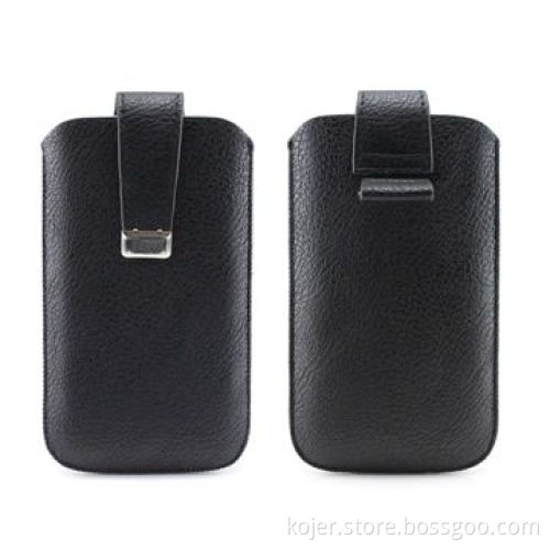 Leather Phone Pouch for Mobile, Made of PU Material, Retractable Pull-tab